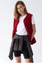 4995 Women's Pocketed Buttoned Soft Textured Fleece Vest Red - 3