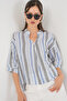 Women's Striped Oversize Blouse 967 - Navy Blue - 3