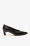 Andros Black Leather Kitten Heel Shoes