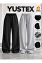 2 Pieces Unisex Winter Sweatpants (Black and Gray) - Loose Fit Oversized Soft Fabric with Side Pockets