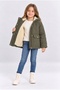 Girl's Hooded Soft Lined Winter Coat with Pockets Khaki Powder Black Ak4267