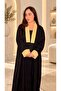 Black Gold Contrast Nida Abaya Maxi Dress