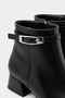 Women's Pointed Toe Boots Stylish Sole Heeled Boots Belt Buckle Detail Zippered Ankle Boots - 8