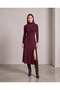 Women's Turtleneck Long Sleeve Slit Midi Dress - 5