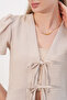 Women's Short Sleeve Crop Blouse 958 - Beige - 4