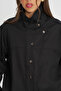Women Shirt Collar Snap Button Relaxed Fit Solid Color Jacket - 2