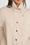 Women Shirt Collar Snap Button Relaxed Fit Solid Color Jacket - 2