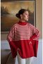 Striped Standard Size Knitted Women's Poncho - 2