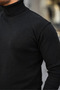 Men's Trendy Turtleneck High-Neck Black Knitwear Sweater - 4