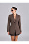 Brown Single Button Waist-Fitted Blazer Jacket - 2Y9684 - 2