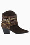 Multi Strap Western Suede Boots Dark Brown 7 cm