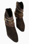 Multi Strap Western Suede Boots Dark Brown 7 cm - 3
