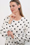 1525 Women's Long Knitted Polka Dot Dress - White