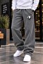 Men's White Eagle Head Figure Printed Casual Sweatpants - Loose Fit Comfortable Cut Two-Thread Sports Trousers