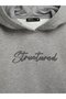 Relaxed Fit Letter Print Hooded Gray Sweatshirt - 3