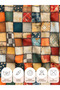 100% Cotton Satin Patchwork Fabric – 300X155 cm – Plaid Patchwork Pattern, in Beige, Orange, Navy Blue, and Green Tones - 7