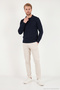 Cotton Regular Fit Buttoned Long Sleeve Polo Men's Polo 7024733 - 2