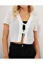 Women's Short Sleeve Crop Blouse 958 - White - 2