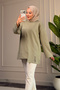 6709 - Comfortable, Casual 2-Yarn Peach Fabric Women's Sweatshirt with Garnish and Pocket Detail - 3