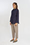 Women's Solid Color Shirt with Embroidery Panel on the Front - 2