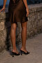 Women's Pointed Toe Thin Classic Heeled Slippers Nerlo Brown S - 5