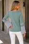 Women's Long Sleeve Spanish Sleeve Boat Neck Rhinestone Star Detail Relaxed Fit Modern Stylish Soft Casual Mint Gray Knitwear Sweater - 3
