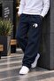 Men's White Eagle Head Figure Printed Casual Sweatpants - Loose Fit Comfortable Cut Two-Thread Sports Trousers