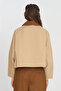 Women's Contrast Collar Buttoned Relaxed Fit Jacket - 4