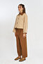 Women's Contrast Collar Buttoned Relaxed Fit Jacket - 3