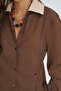 Women's Contrast Collar Waist-Fitted Jacket - 2