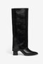 Sorler pointed toe women's boot with removable accessories, front seam detail, black crinkled leather - 4