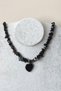 Obseidian Heart Crushed Stone Natural Stone Necklace