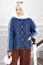 Authentic Button Detailed Pocketed Denim Jacket Navy Blue - 2