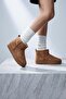 Short Suede Boots with Fur Inside and Thick Sole