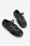Women's Suede Textured Mary Jane Multi-Piece Drawstring Detailed Lace-Up Retro Casual Ballerina Sneaker Varemi Black Suede