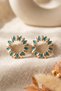 Blue Enamel Flower Figured Women's Earrings - 4
