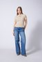 Polo Collar Button Detail Tricot Blouse Beige - 2