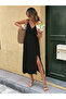 Double-Breasted Collared Midi Dress with Side Slits and Straps - 3