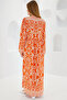 Women's Orange Ecru Patterned Long Viscose Dress 1947 - 4
