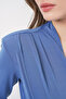 Women's Shoulder Shoulder Pad Pack Double-Breasted Collar Blouse 942 - Indigo - 3
