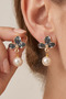 Pearl Dangle Orchid Flower Earrings
