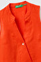 Women's red 100% linen button-front a-line mini dress with side pockets - 3