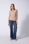 Polo Collar Buttoned Tricot Sweater with Padded Detail Camel - 2