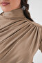 925 Gathered Detail Sandy Blouse - Beige