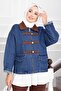 Pocket Detailed Zippered Denim Jacket Brown - 2
