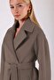 Dark Beige Oversize Cashmere Coat - 5