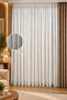 1-2 Sparse Pleated Thin Linen Textured Off-White Tulle Curtain
