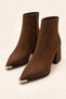 Westra Metal Toe Detailed Zippered Pointed Toe Thick Heeled Women's Boots - 4