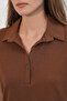20123 Polo Collar Knitted Blouse - Brown - 3