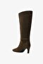 Stacy Khaki Suede Leather Women's Heeled Boots - 2